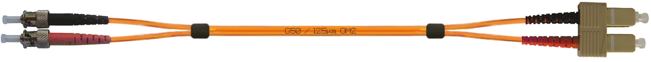 LWL Duplex Patchkabel ST / SC, Verbindungskabel, Bajonett-Verriegelung mit Verdrehsicherung / Push-Pull-Verriegelung