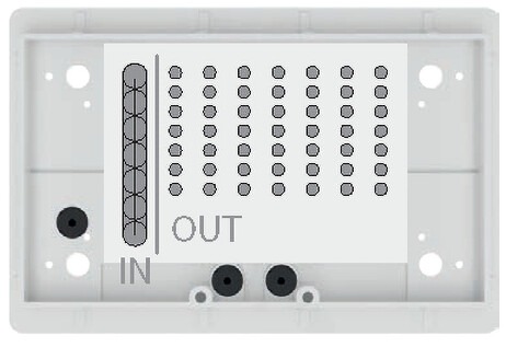 Bodenplatte für Kabel Zu- und Abführung des LWL-Kabelverzweiger NVt-448 mit In Out Beschriftung.