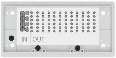 Bodenplatte für Kabel Zu- und Abführung des LWL-Kabelverzweiger NVt-672 mit In Out Beschriftung.