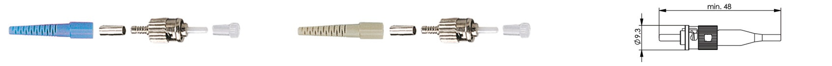 LWL ST Klebe- und Polier-Stecker, Konfektion an Faserende, 2,5mm Ferrule